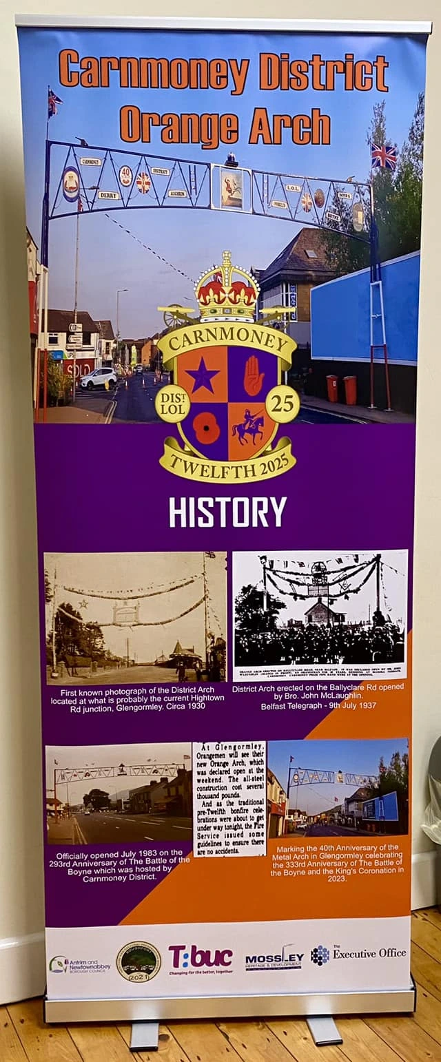 Carnmoney District Orange Arch history interpretation banner