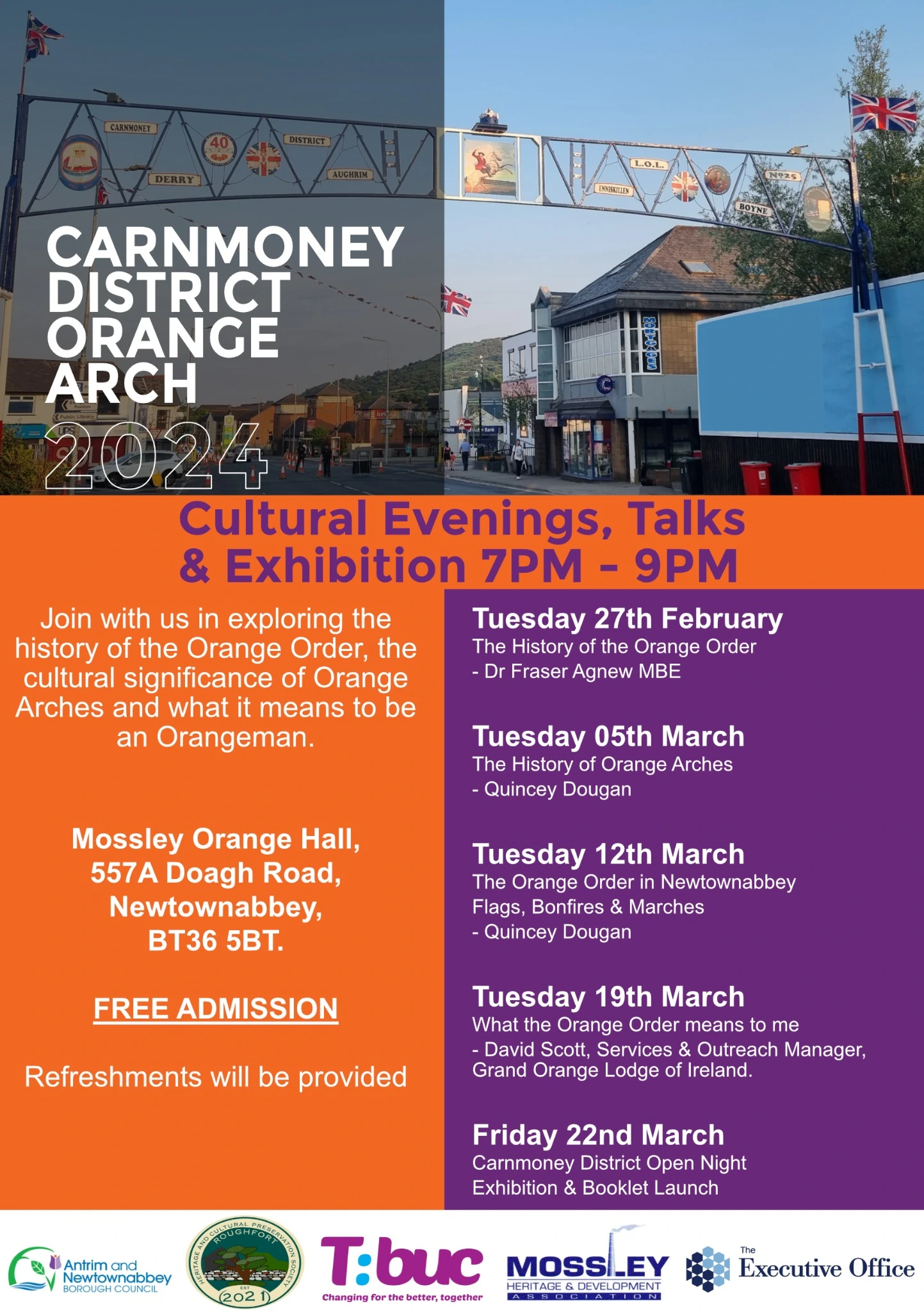 Carnmoney District Orange Arch 2024 – Cultural Evenings & Exhibition
