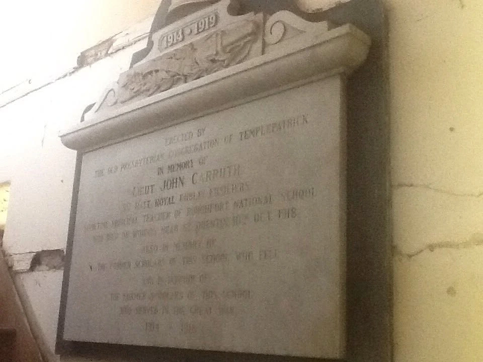 Memorial to Lieutenant John Carruth at the former Roughfort schoolhouse
