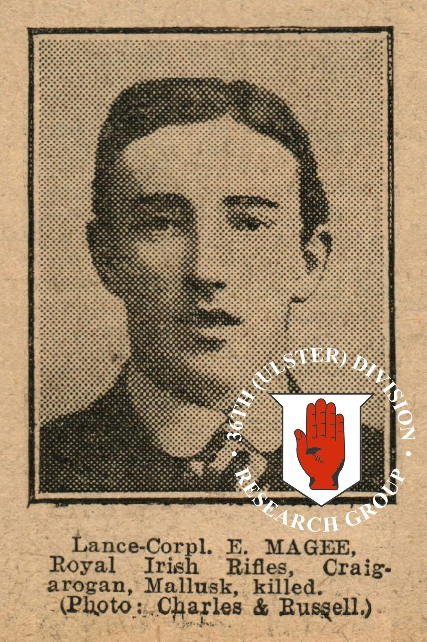 Newspaper portrait of Lance-Corporal Edward Magee