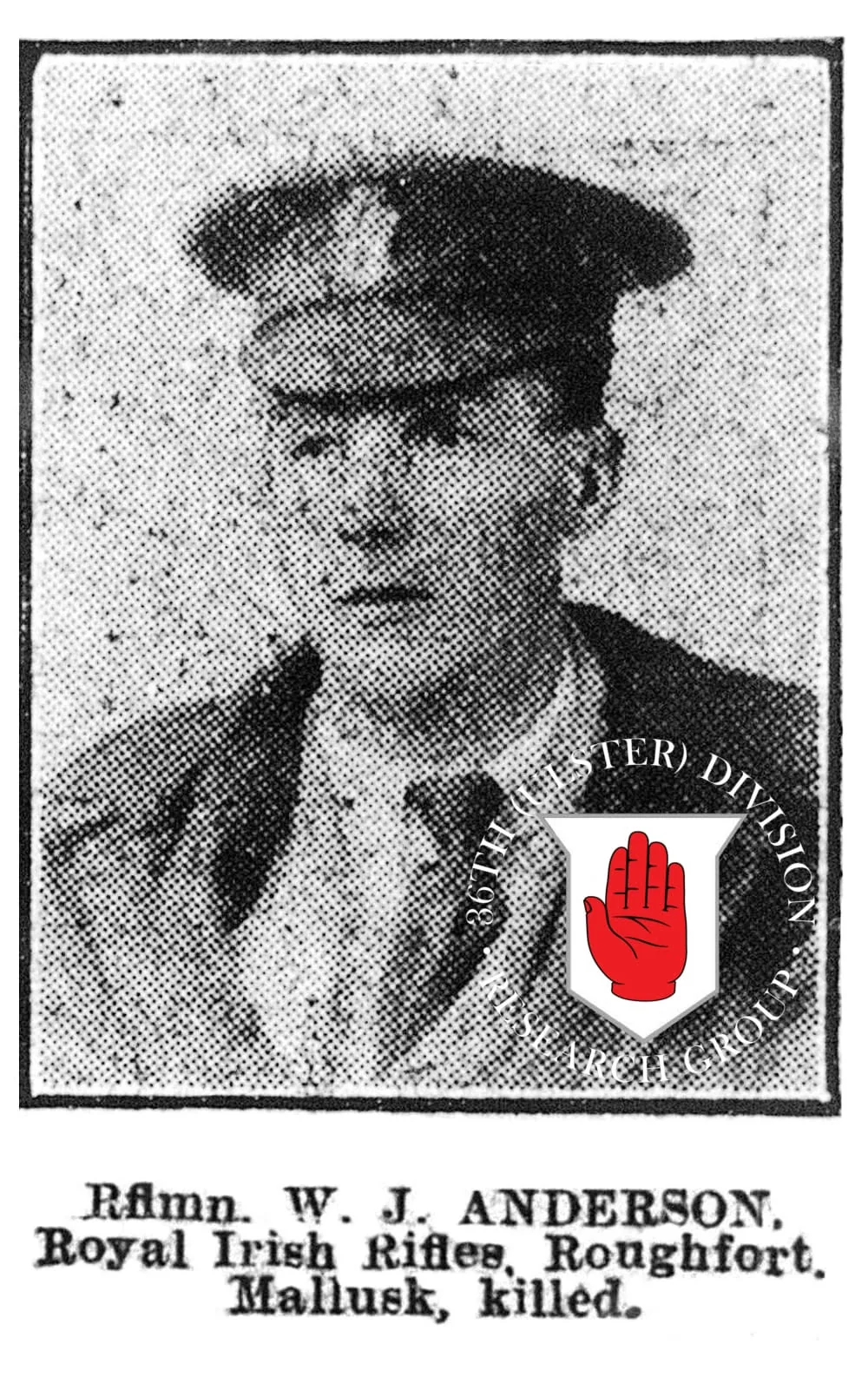 Newspaper portrait of Rifleman William John Anderson